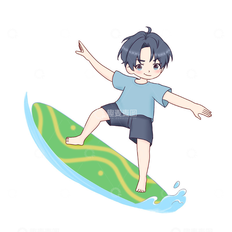 源文件下载【趣麦麦图】冲浪夏日人物