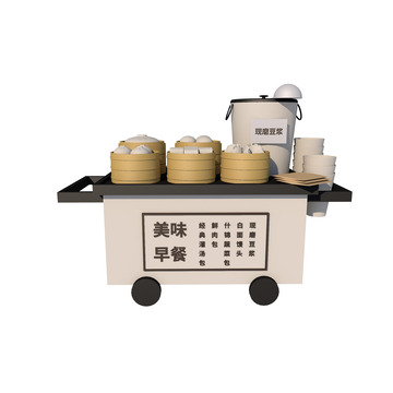 3D包子商铺早餐铺