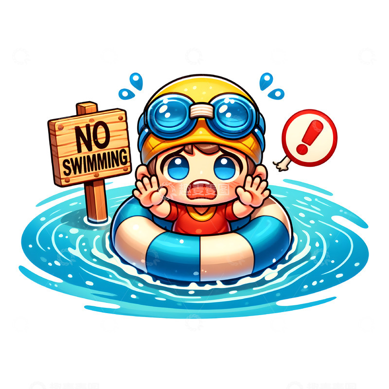 禁止游泳卡通人物素材