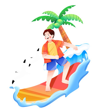夏天冲浪男孩