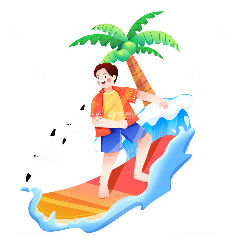 夏天冲浪男孩