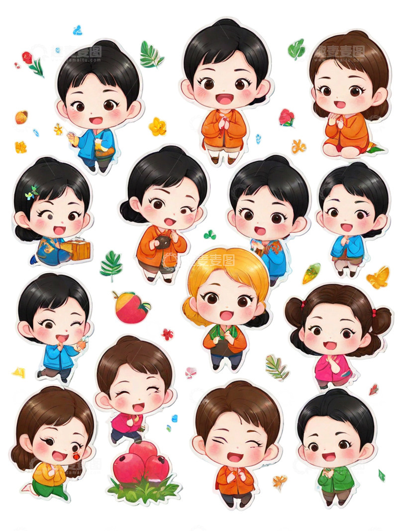 高清大图下载【趣麦麦图】儿童节 小男孩 小女孩 小花 小草