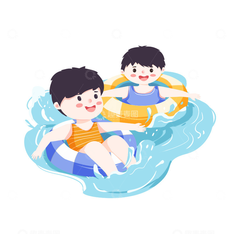 源文件下载【趣麦麦图】夏日游泳嬉戏场景