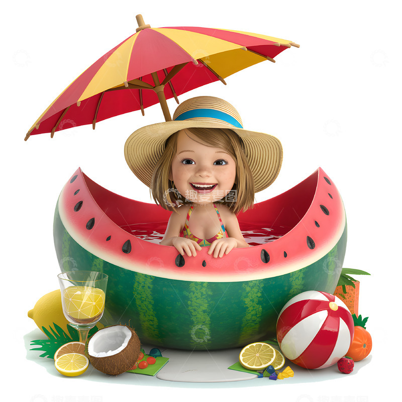 高清大图下载【趣麦麦图】夏季创意卡通3D人物素材