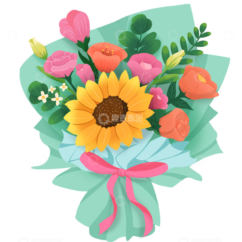 源文件下载【趣麦麦图】清新向日葵花束