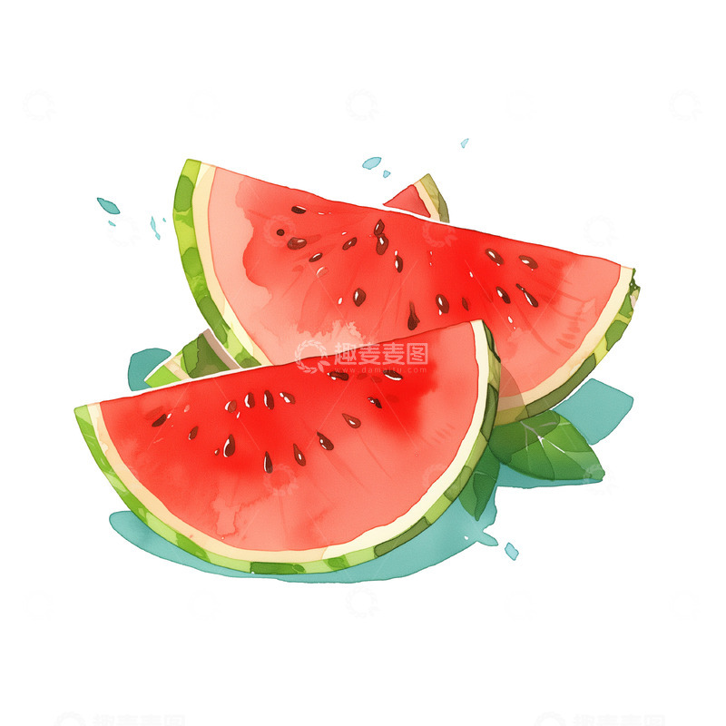 高清大图下载【趣麦麦图】手绘插画风格水果西瓜素材