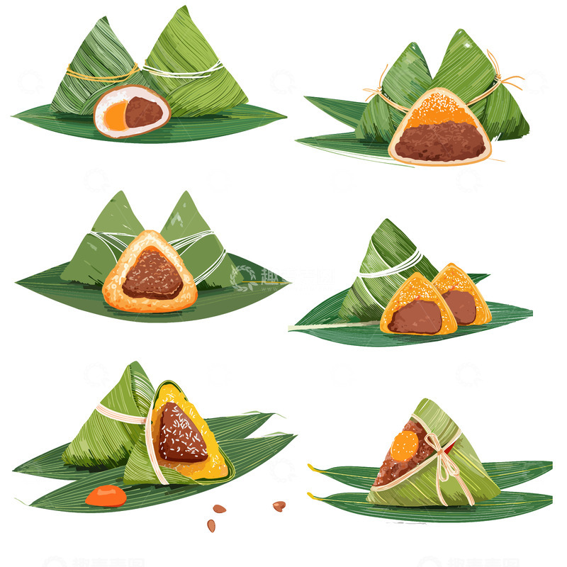 源文件下载【趣麦麦图】矢量-肉粽猪肉牛肉野猪肉端午节