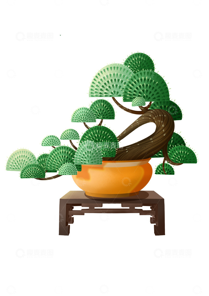 源文件下载【趣麦麦图】花盆里的迎客松