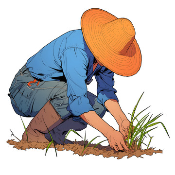 农民芒种播种卡通素材