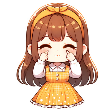 做眼保健操的卡通女孩素材