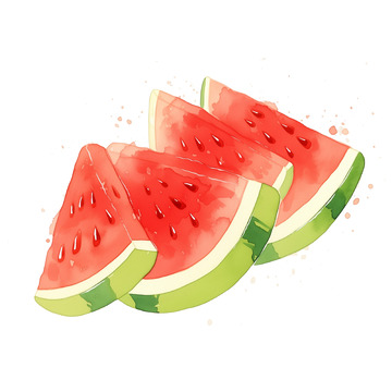 切好的三角西瓜水果插画素材