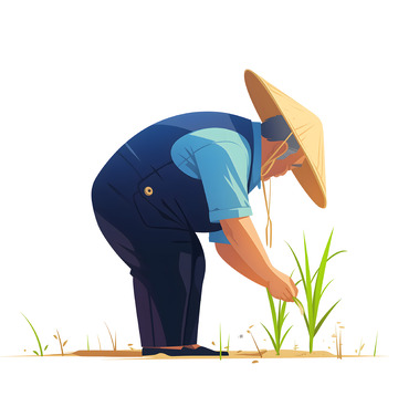 农民伯伯芒种卡通插画