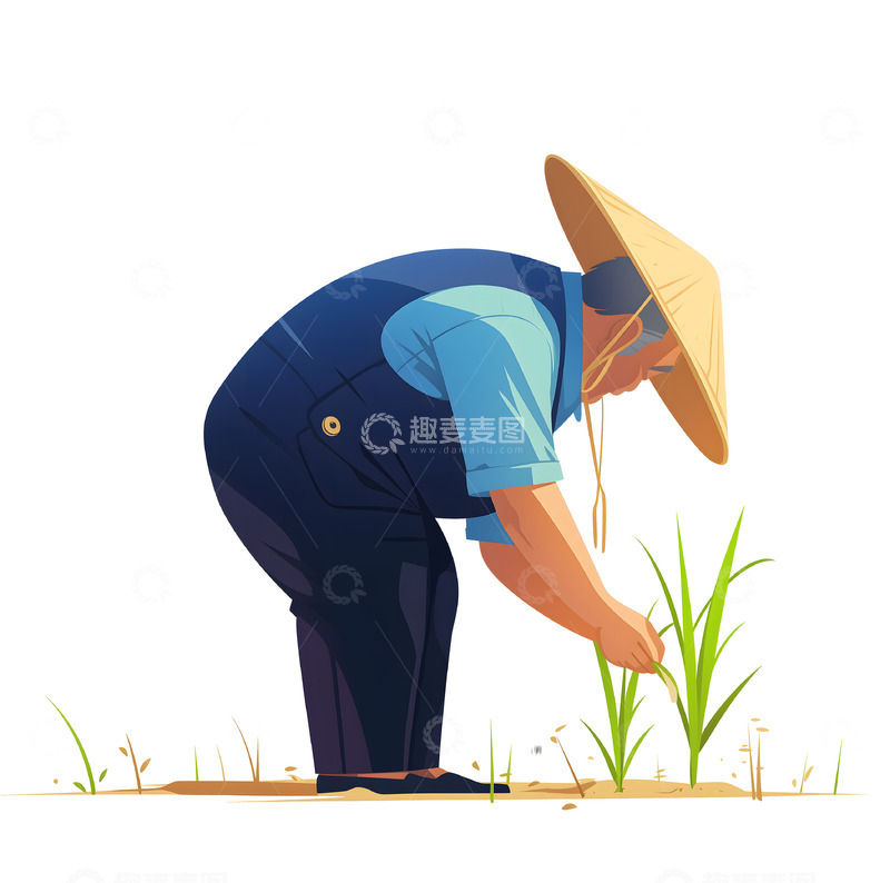 高清大图下载【趣麦麦图】农民伯伯芒种卡通插画