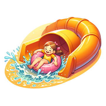 水上乐园夏日戏水卡通人物素材