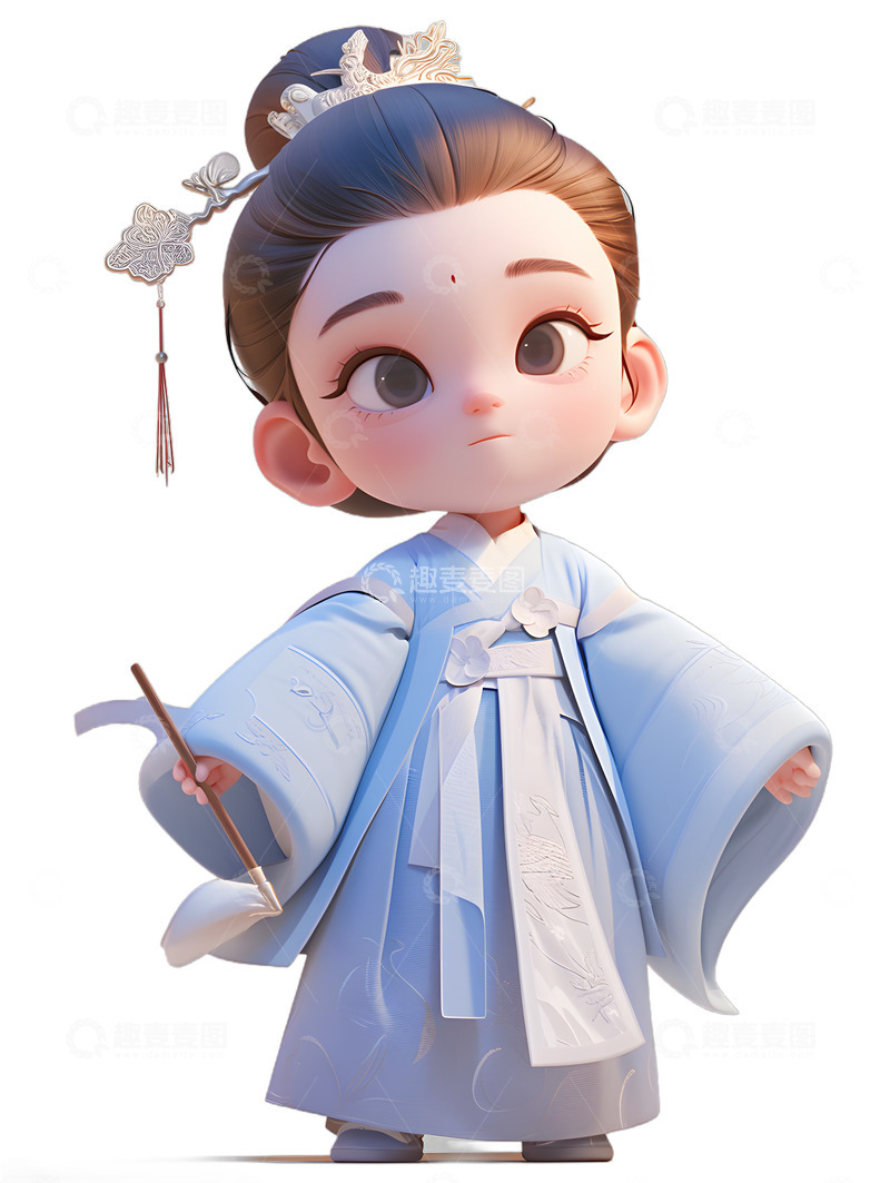 高清大图下载【趣麦麦图】汉服男孩拿毛笔