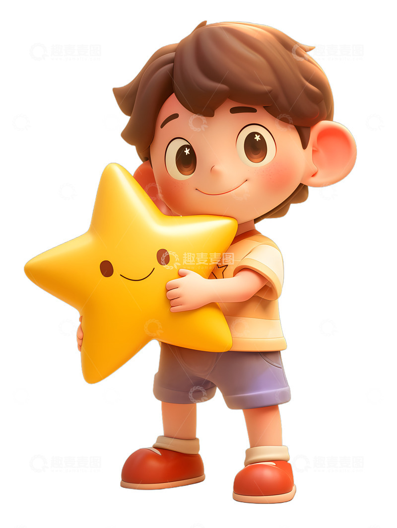 高清大图下载【趣麦麦图】-拿着星星的小男孩