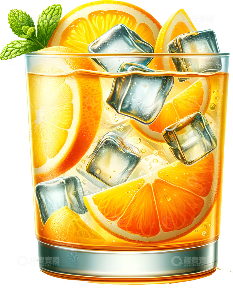 高清大图下载【趣麦麦图】夏日冰镇饮料卡通插画素材