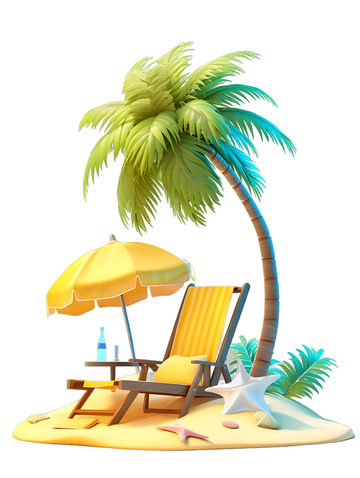 椰树与沙滩椅暑假度假3