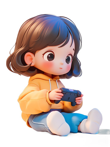 打游戏玩手柄的小女孩2