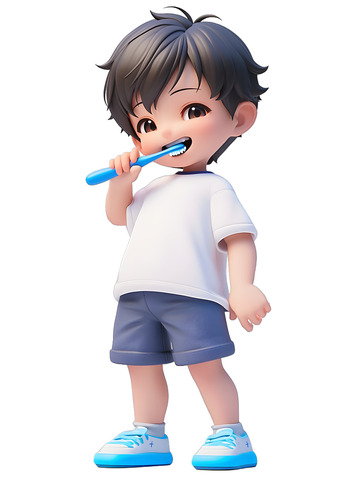 刷牙的男孩子可爱