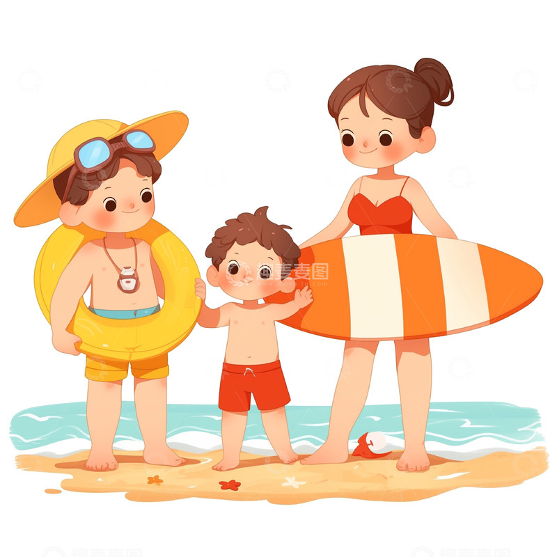 高清大图下载【趣麦麦图】暑期渡假卡通人物素材