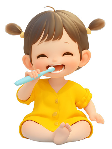 刷牙的女孩子可爱
