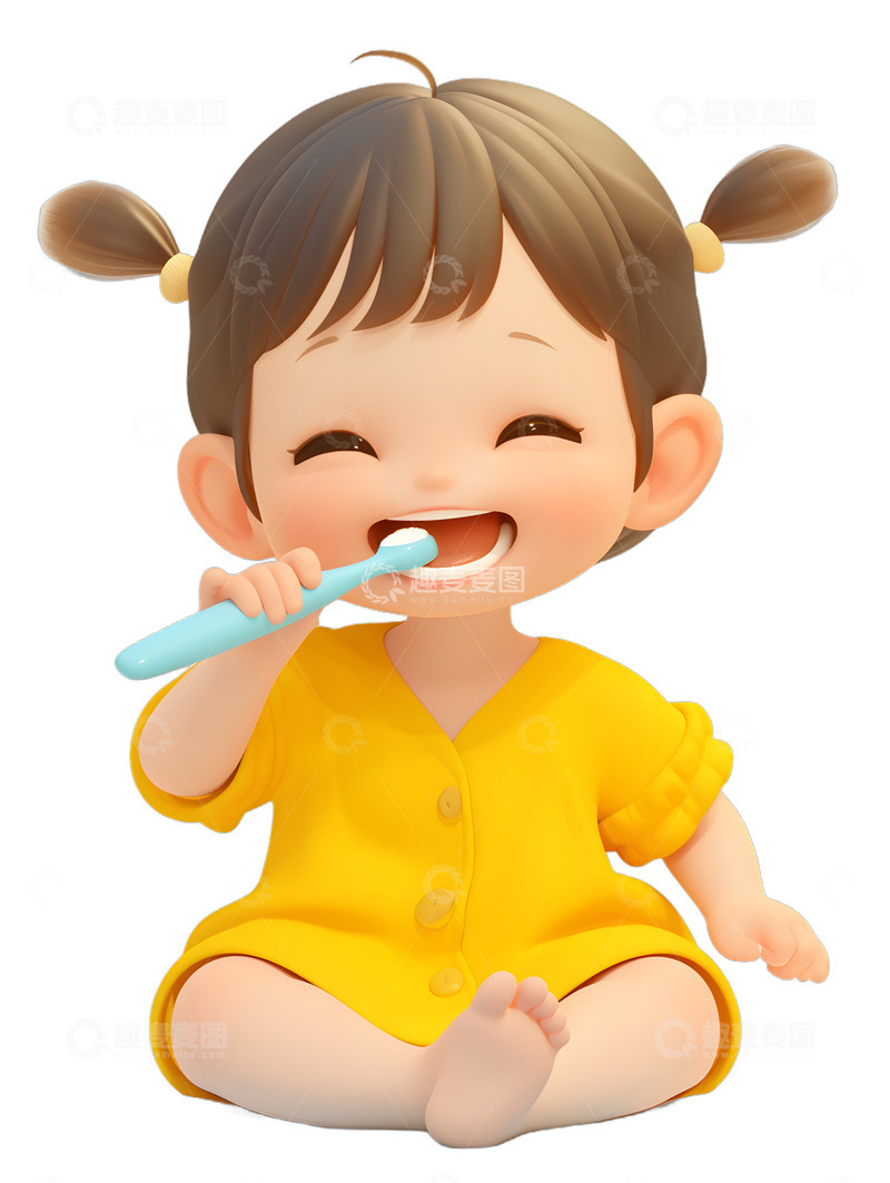 高清大图下载【趣麦麦图】刷牙的女孩子可爱
