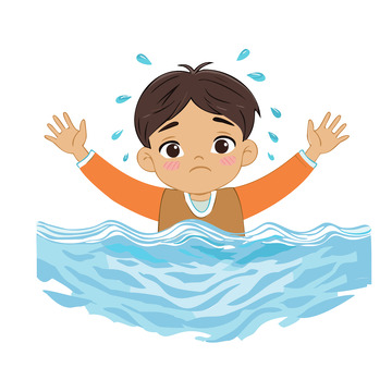 防溺水宣传教育卡通手绘漫画