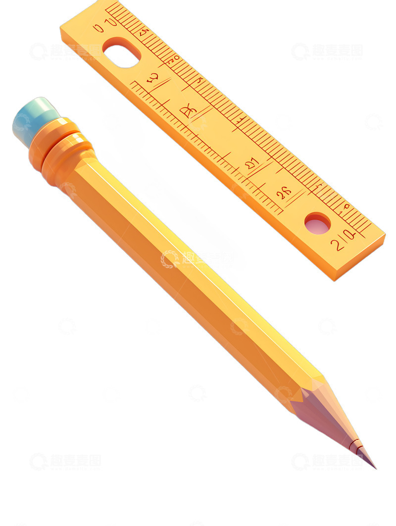 高清大图下载【趣麦麦图】笔与尺子卡通3D