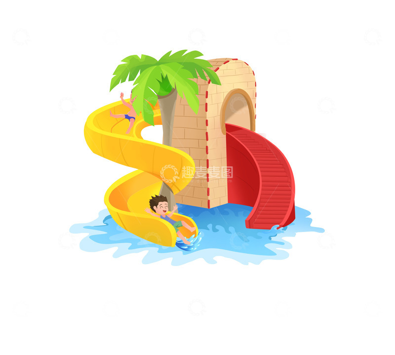 夏日水上乐园玩耍