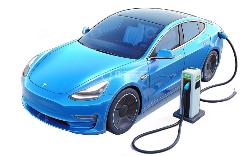 高清大图下载【趣麦麦图】卡通新能源汽车迷你汽车蓝色