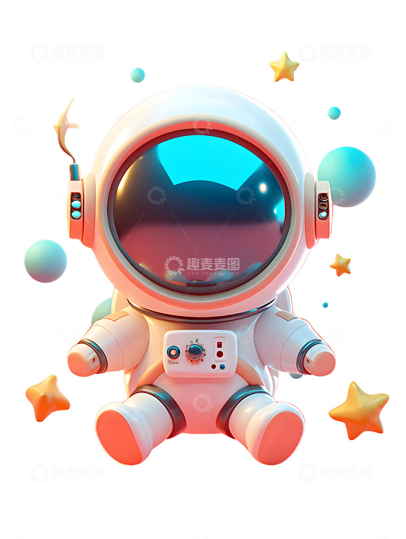 高清大图下载【趣麦麦图】宇航员与星星卡通可爱Q版