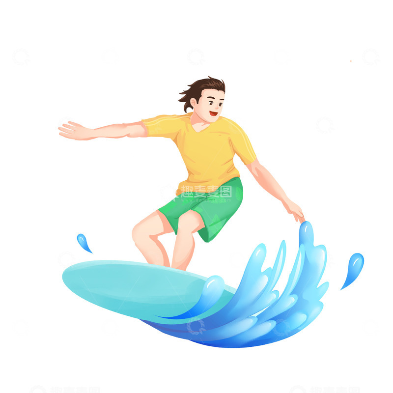 源文件下载【趣麦麦图】夏日冲浪人物