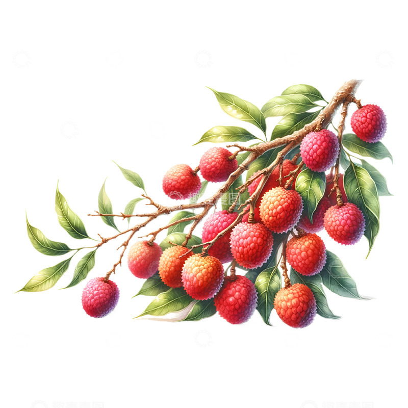 高清大图下载【趣麦麦图】荔枝水果手绘插画素材