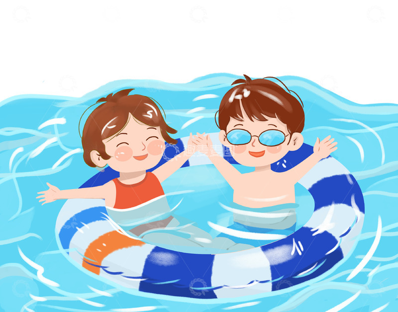 源文件下载【趣麦麦图】游泳嬉水夏天暑假度假海边