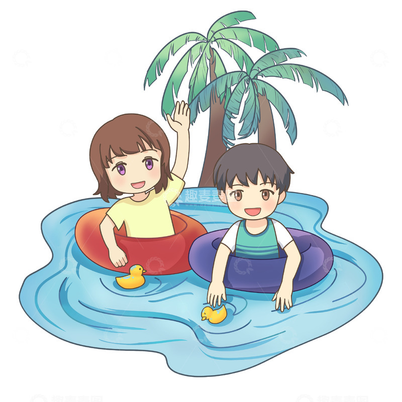 夏天海边游泳嬉水