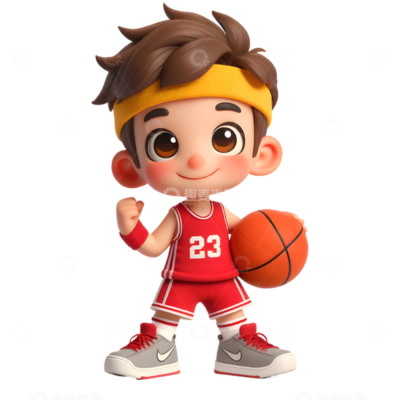 高清大图下载【趣麦麦图】少儿篮球兴趣班3D卡通人物素材