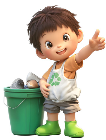 小孩环保收垃圾垃圾处理循环