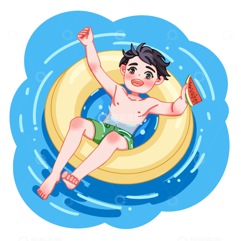 源文件下载【趣麦麦图】小男孩游泳嬉水