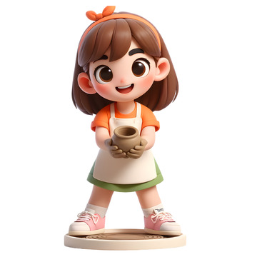 少儿陶艺兴趣培训3D人物素材