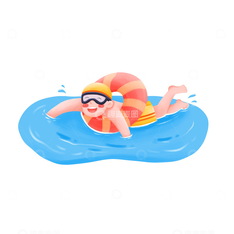 源文件下载【趣麦麦图】夏季游泳人物卡通