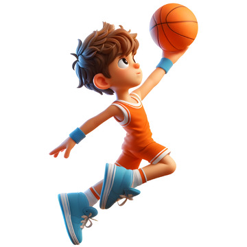 正在投篮的3D卡通人物素材