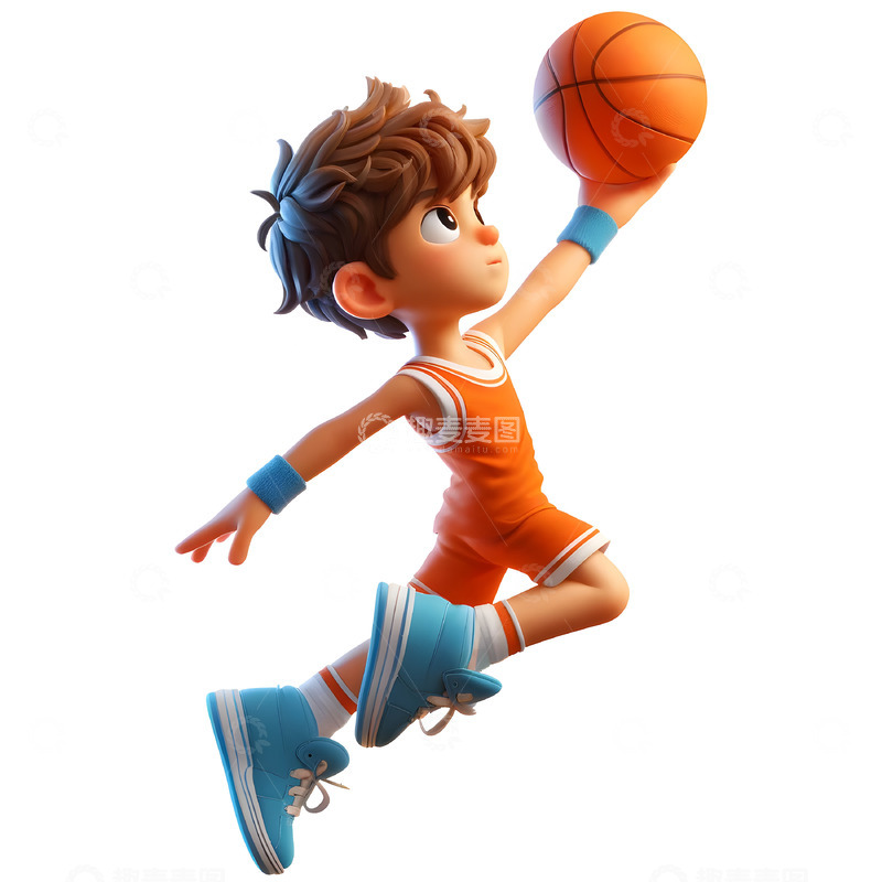 高清大图下载【趣麦麦图】-正在投篮的3D卡通人物素材