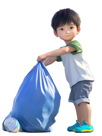 小孩环保收垃圾垃圾处理
