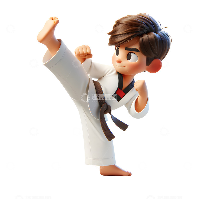 高清大图下载【趣麦麦图】少儿空手道兴趣班培训3D人物素材