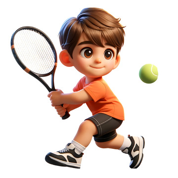 打网球的可爱男孩3D立体卡通人物素材