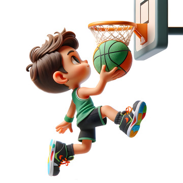 打篮球篮球培训3D卡通人物素材