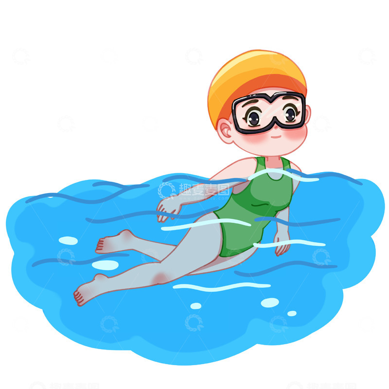 源文件下载【趣麦麦图】女孩游泳嬉水