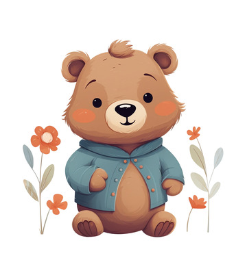 卡通小熊印花插画