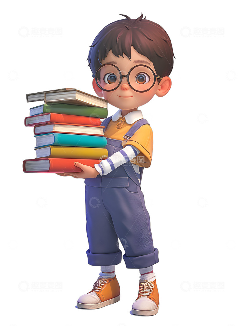 小孩拿着书大量书籍书本学习补习